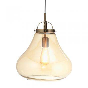 Antique Brass amber glass single pendant ceiling light 1009/1 AB