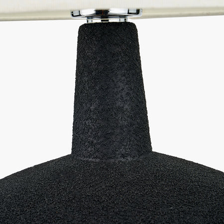 Elio Black and Wood Effect Textured Ceramic Table Lamp