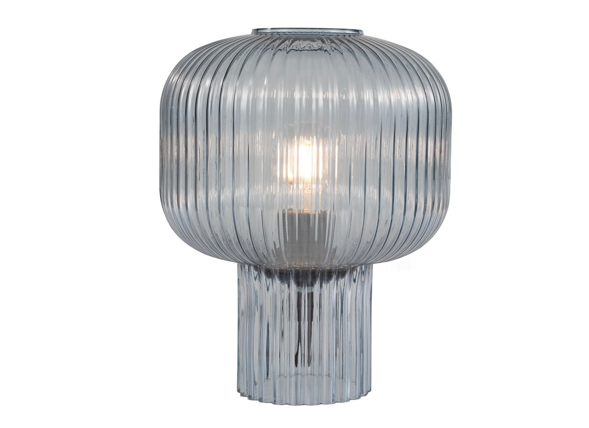 Demarius Table Lamp Blue Ribbed Glass