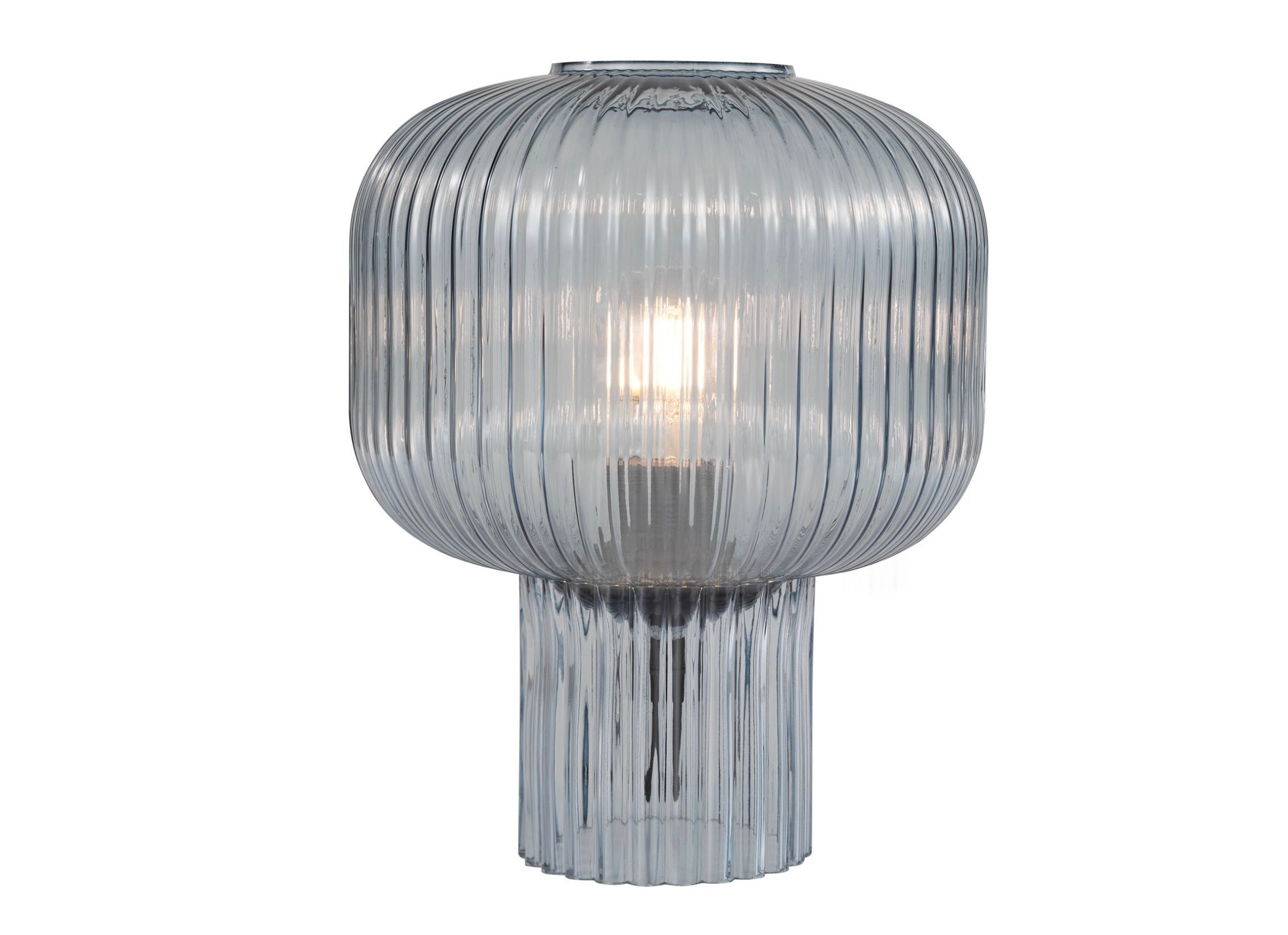 Demarius Table Lamp Blue Ribbed Glass