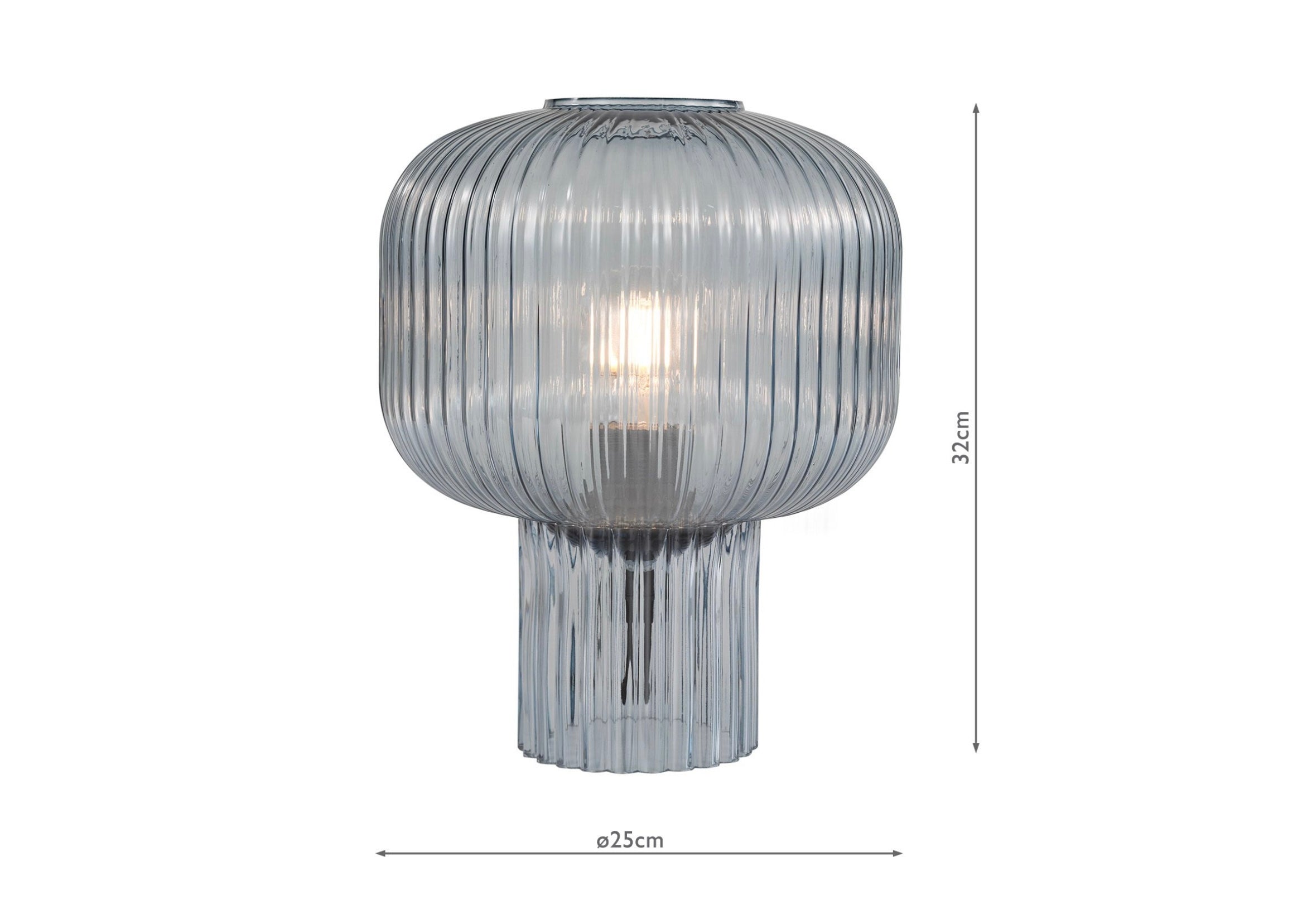Demarius Table Lamp Blue Ribbed Glass