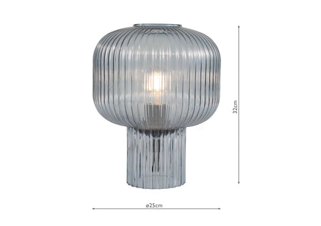 Demarius Table Lamp Blue Ribbed Glass