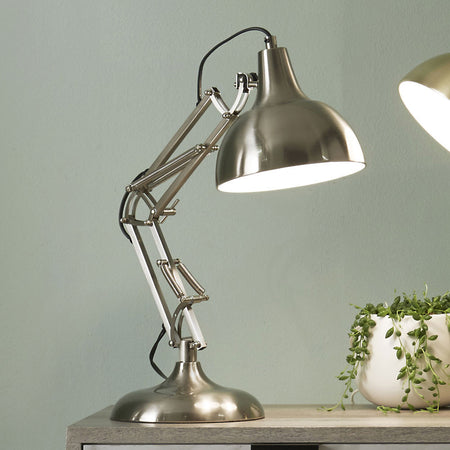 Alonzo Matt Brushed Chrome Angled Task Table Lamp