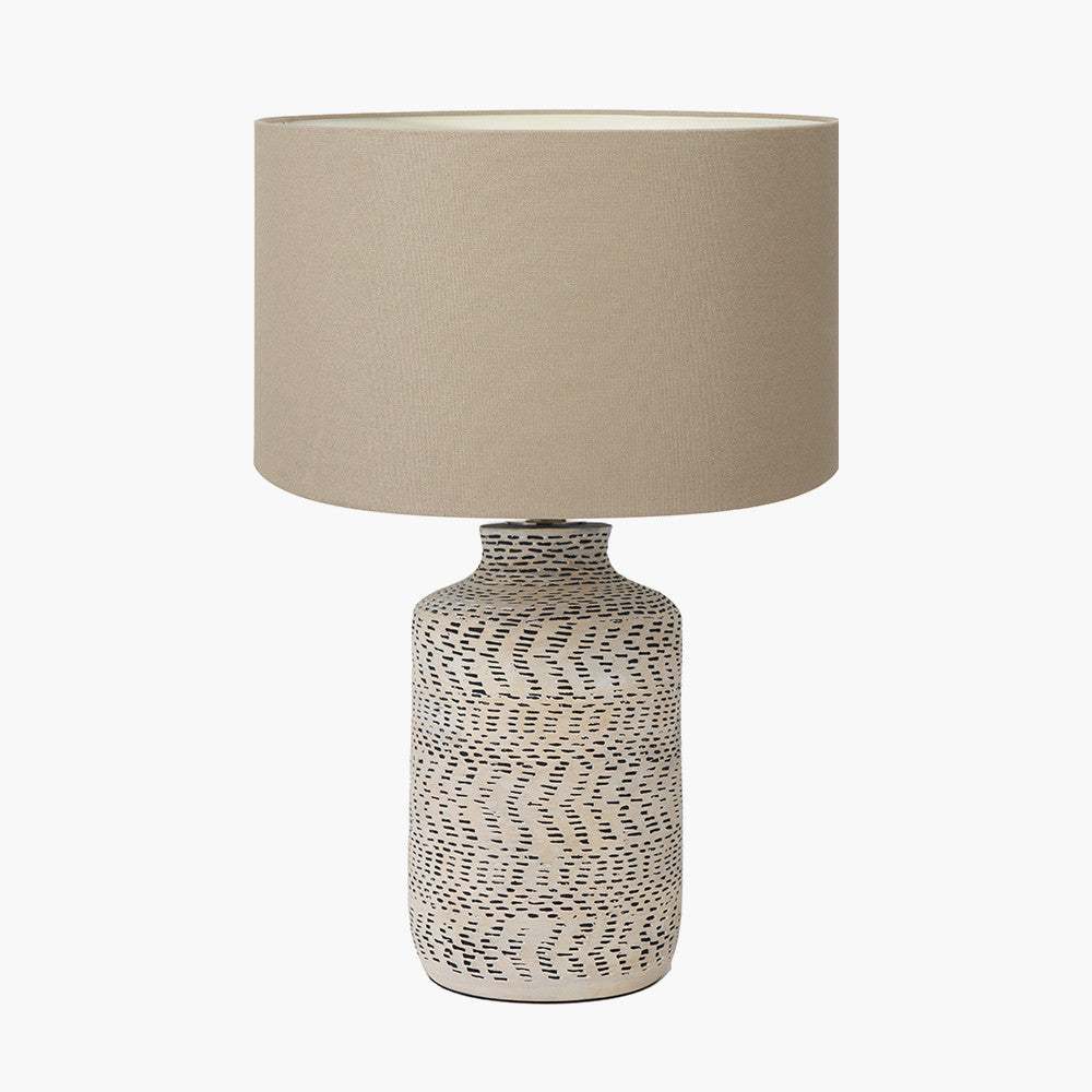 Atouk Textured Natural and Black Stoneware Table Lamp