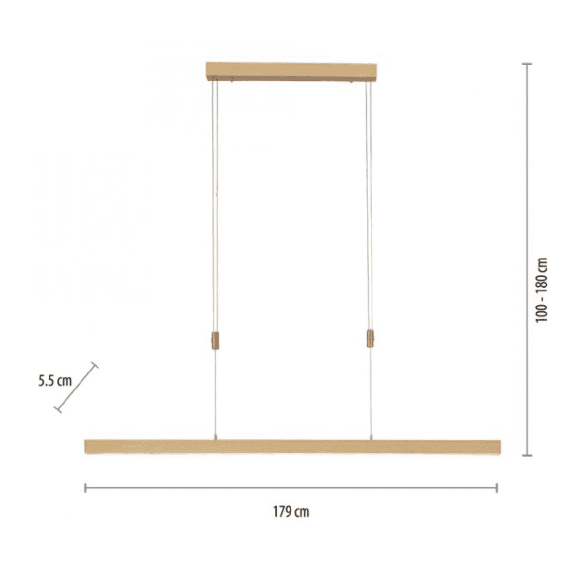 LED pendant light, matt brass, linear, filigree design, touch dimmer