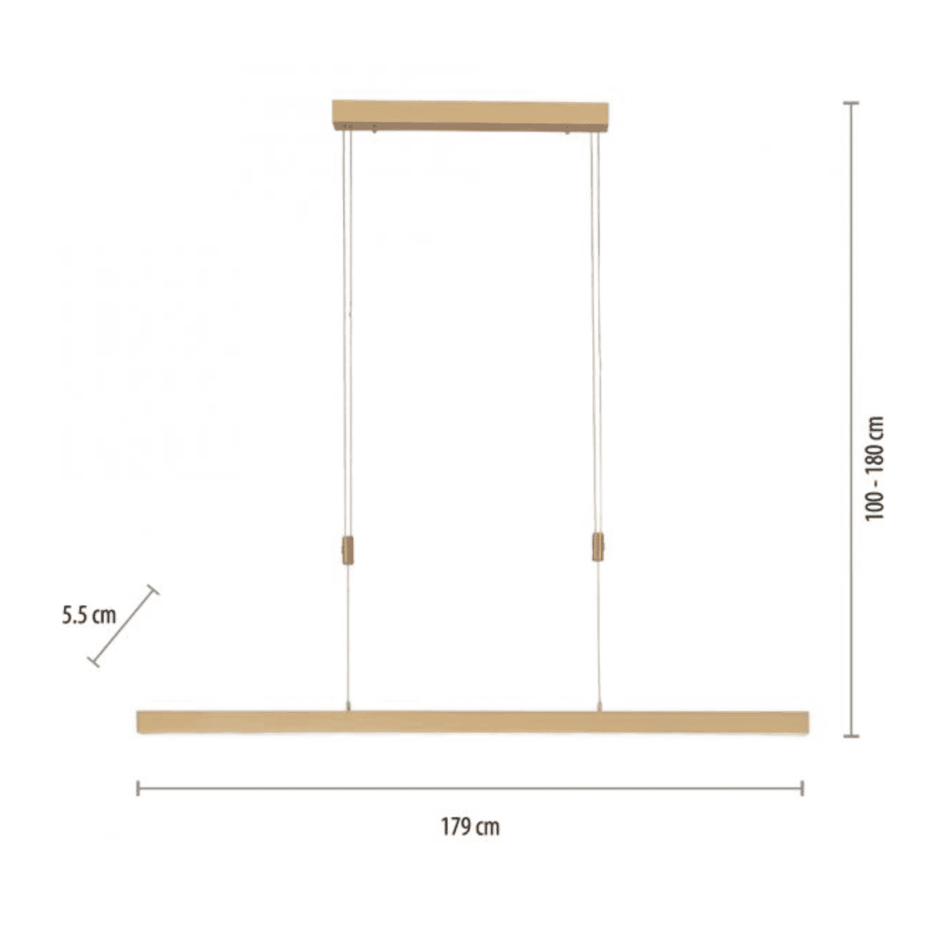 LED pendant light, matt brass, linear, filigree design, touch dimmer