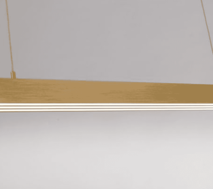 LED pendant light, matt brass, linear, filigree design, touch dimmer