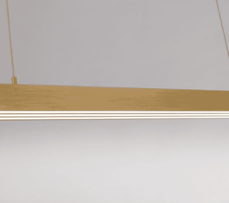 LED pendant light, matt brass, linear, filigree design, touch dimmer