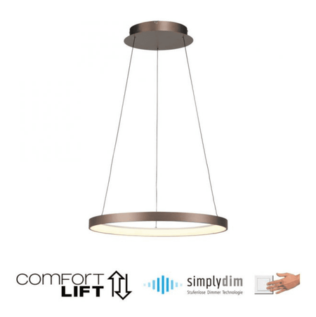 Brown LED pendant light, height adjustable, dimmable memory function