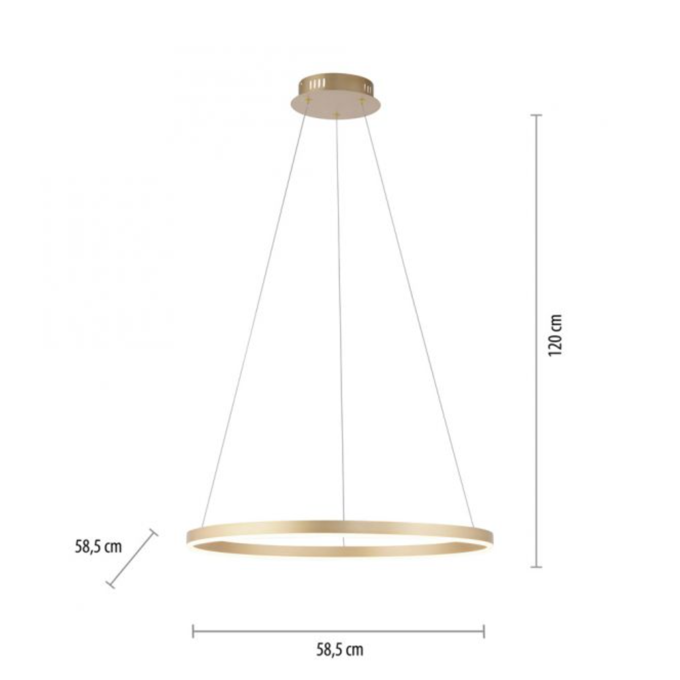 LED pendant light matt brass round 60cm dimmable - Warm white