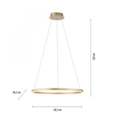 LED pendant light matt brass round 60cm dimmable - Warm white