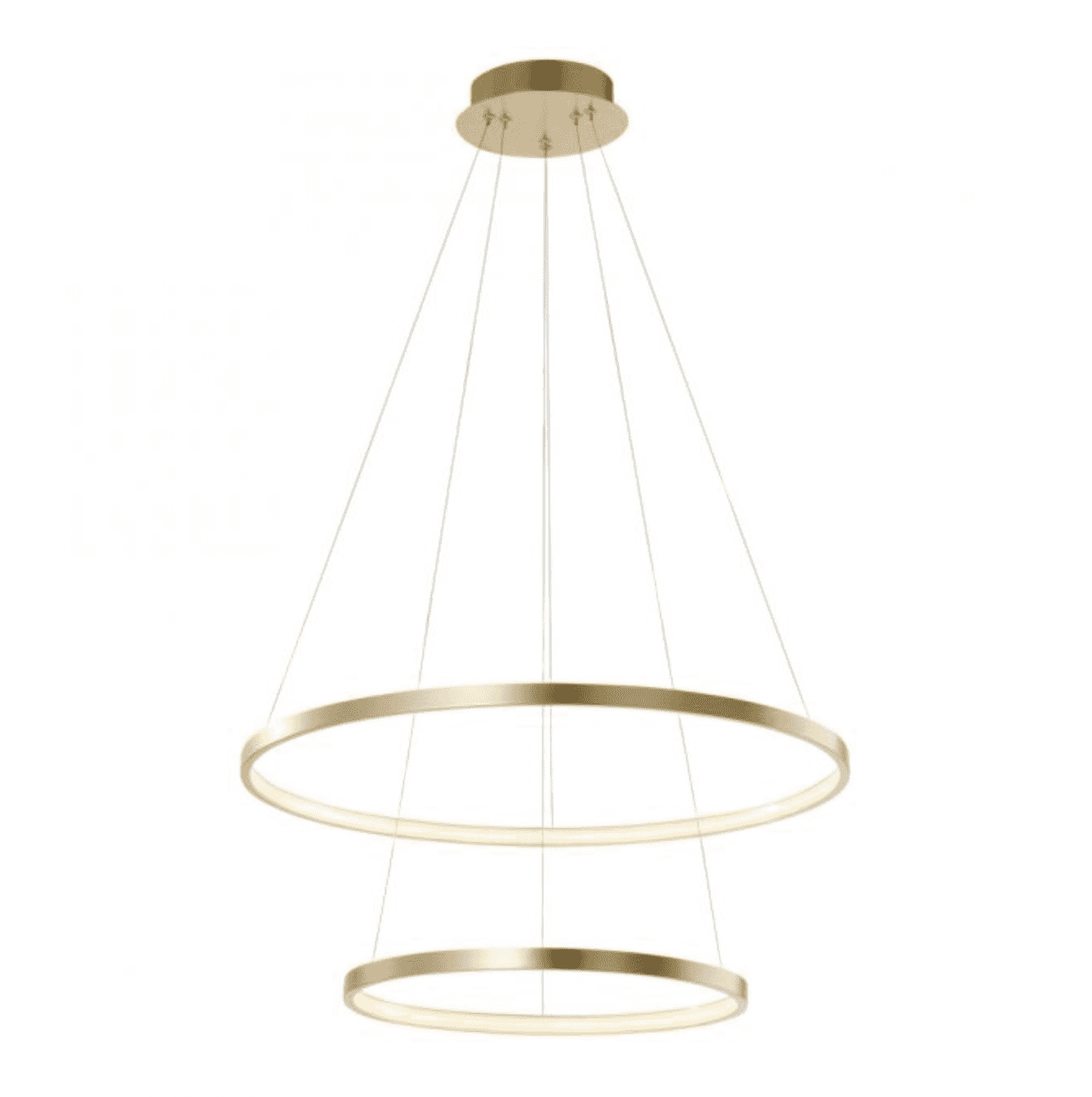 LED Gold pendant light - 2 Light rings