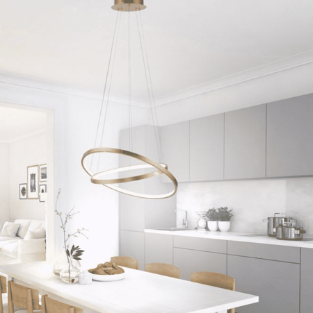 LED Gold pendant light - 2 Light rings