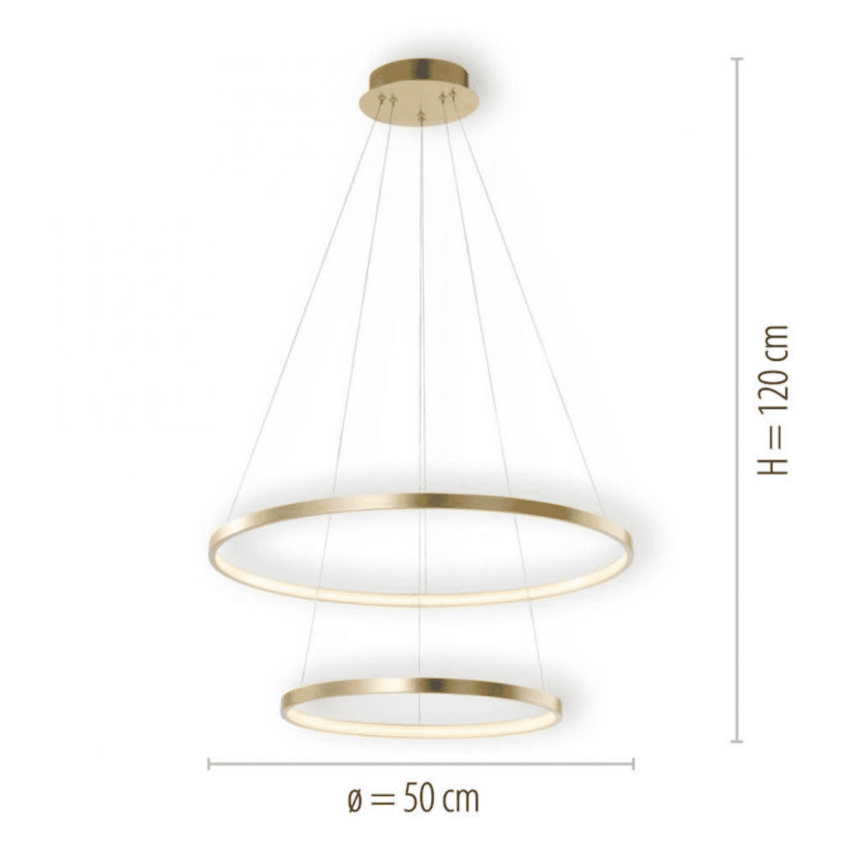 LED Gold pendant light - 2 Light rings