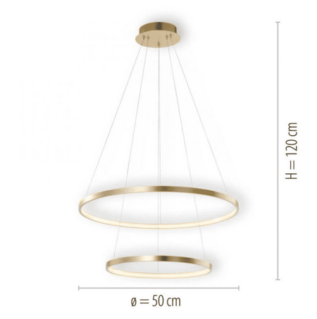 LED Gold pendant light - 2 Light rings