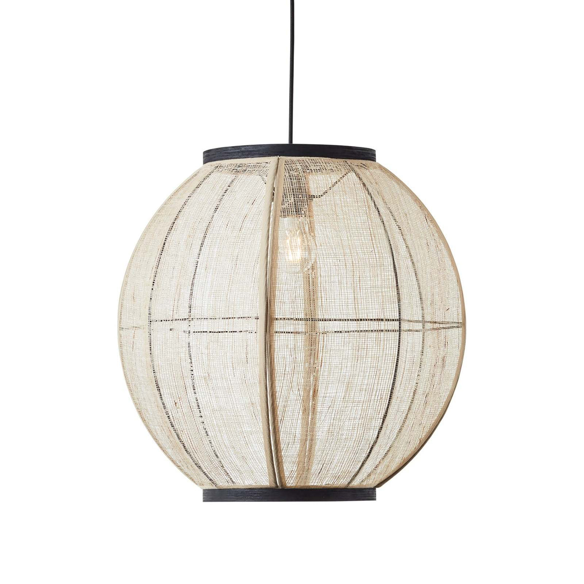 Zaire 1lt Pendant Natural linen & matt black