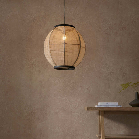 Zaire 1lt Pendant Natural linen & matt black