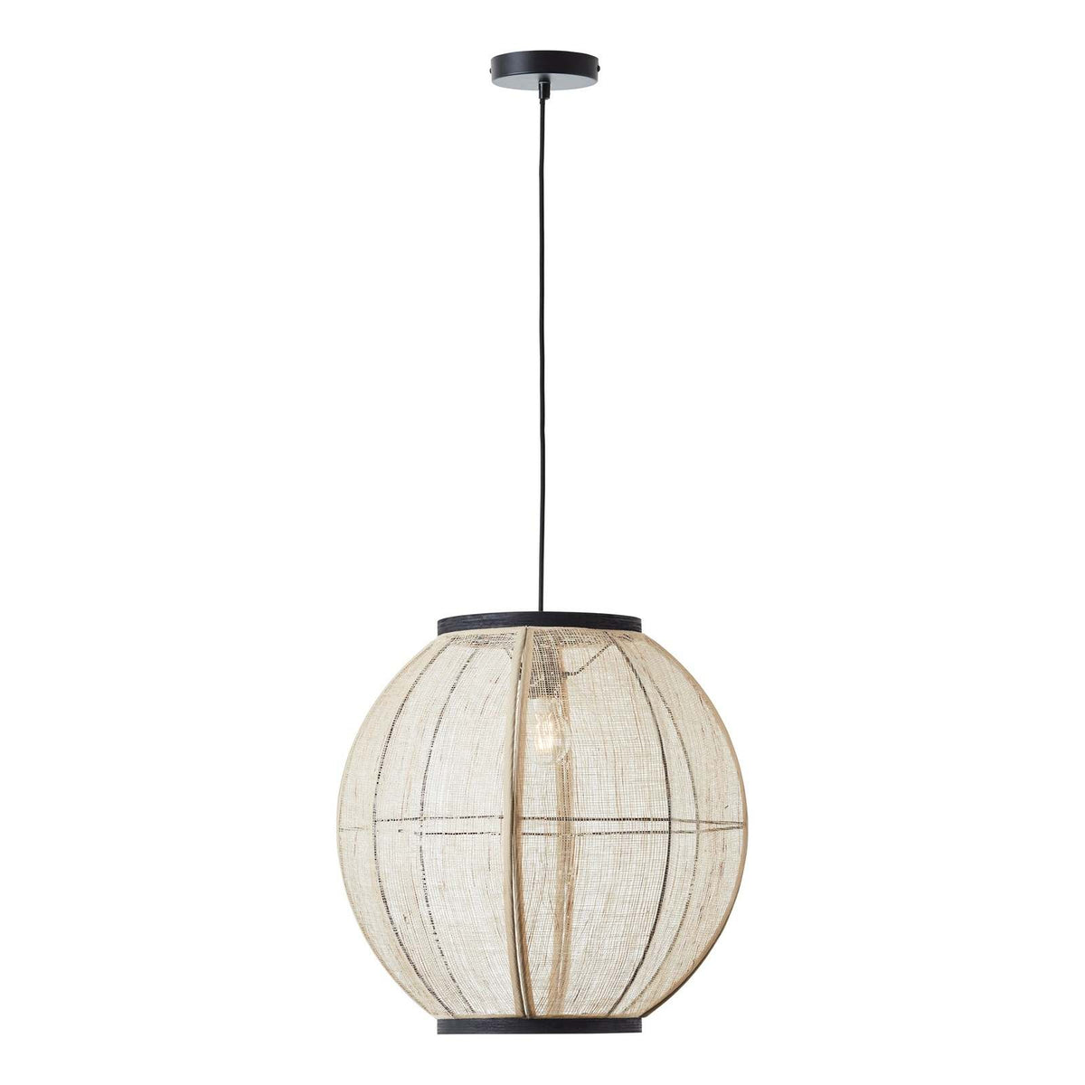 Zaire 1lt Pendant Natural linen & matt black
