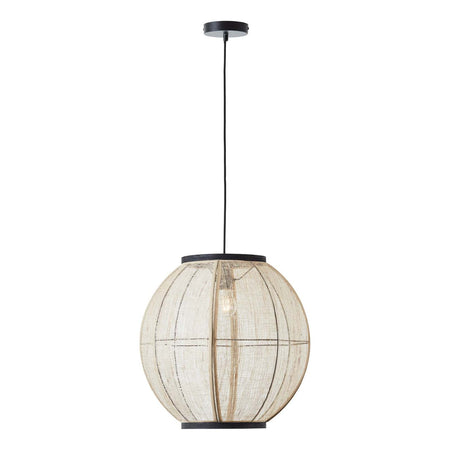 Zaire 1lt Pendant Natural linen & matt black