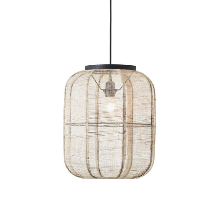 Zaire 1lt Pendant Natural linen & matt black
