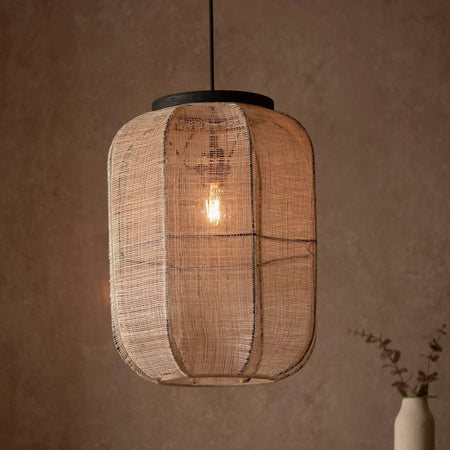 Zaire 1lt Pendant Natural linen & matt black