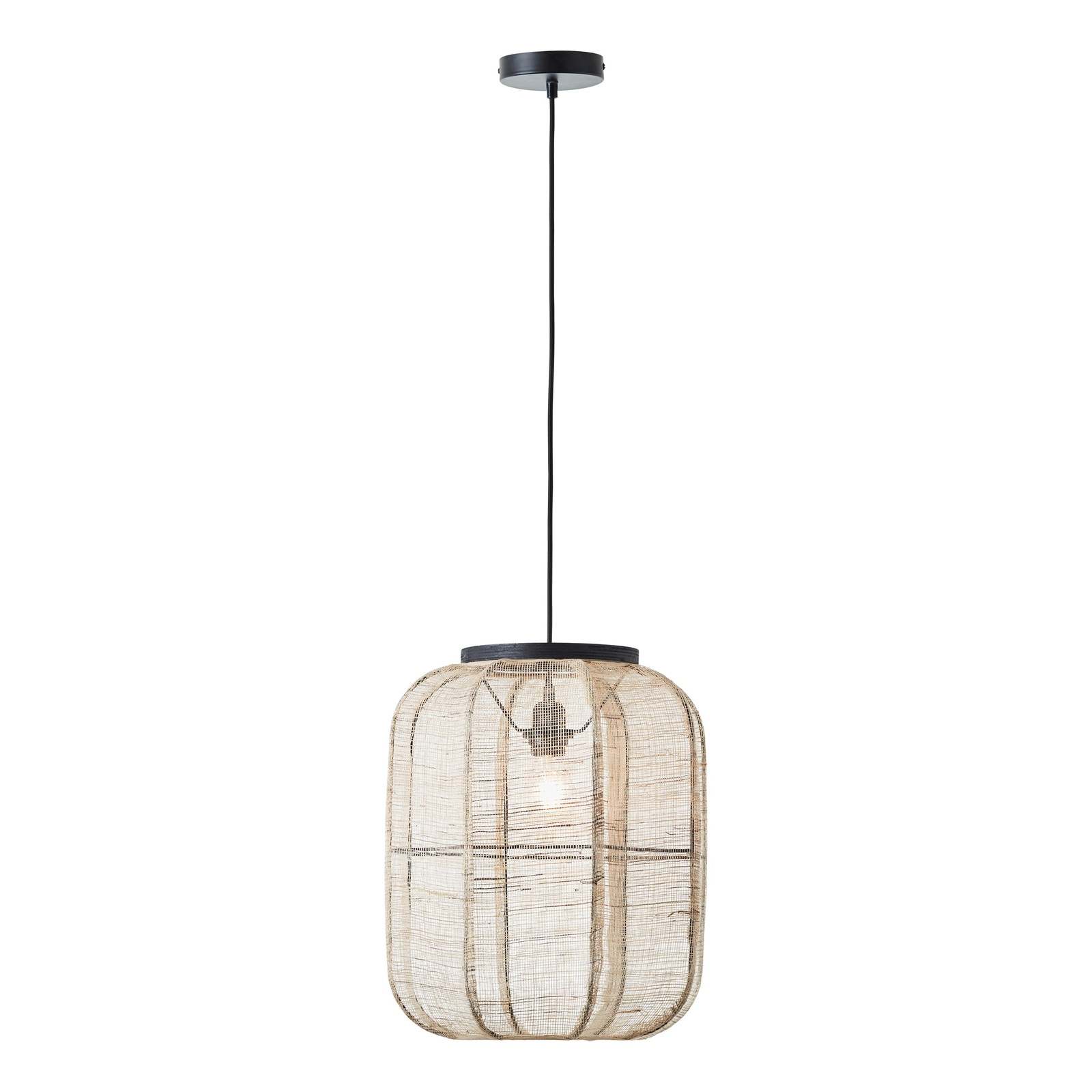 Zaire 1lt Pendant Natural linen & matt black