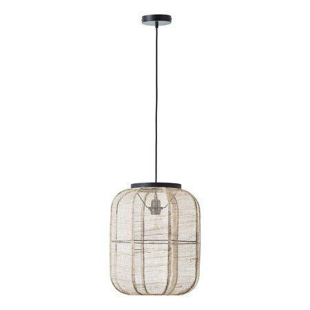 Zaire 1lt Pendant Natural linen & matt black