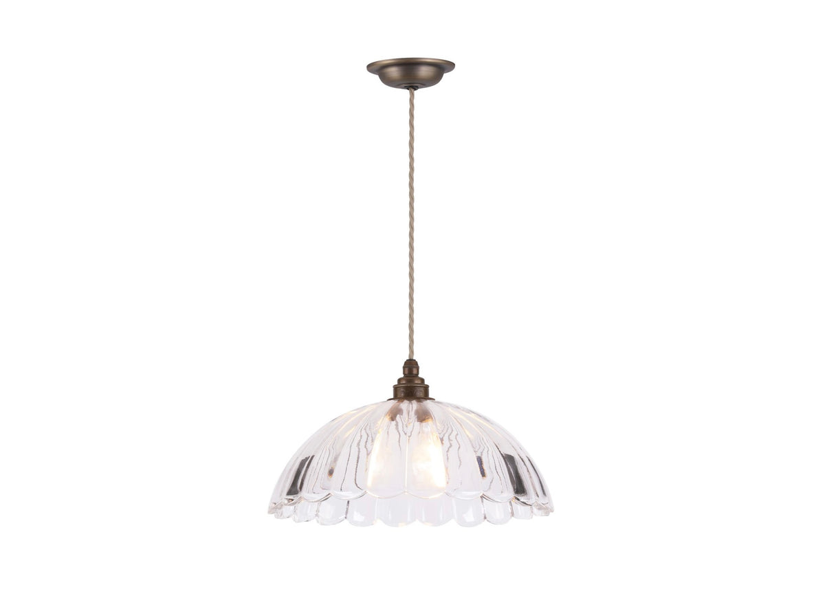 Mabel Pendant Ribbed Glass and Antique Brass