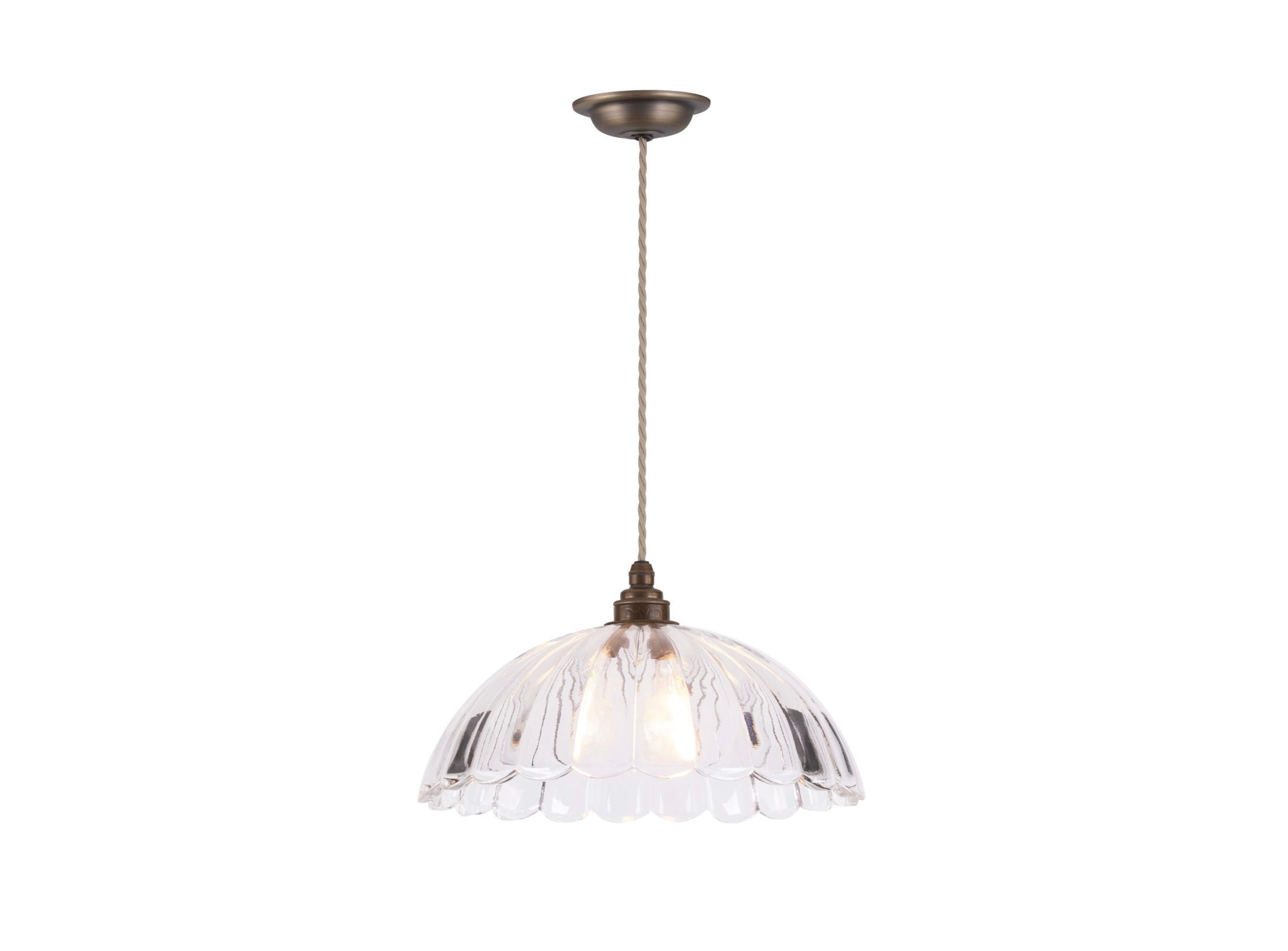 Mabel Pendant Ribbed Glass and Antique Brass