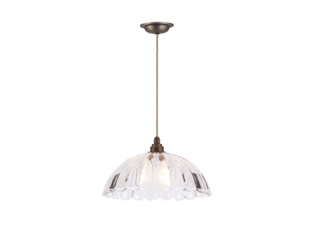 Mabel Pendant Ribbed Glass and Antique Brass