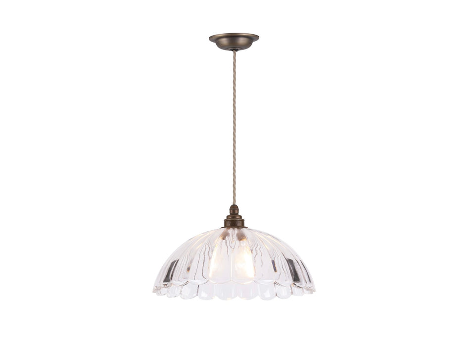Mabel Pendant Ribbed Glass and Antique Brass