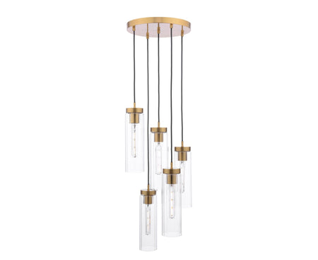 Jodelle 5 Light Cluster Pendant Polished Bronze and Glass