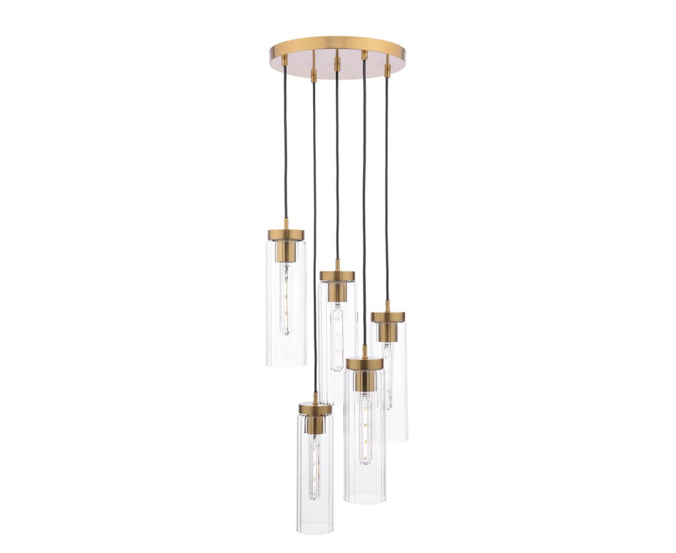 Jodelle 5 Light Cluster Pendant Polished Bronze and Glass