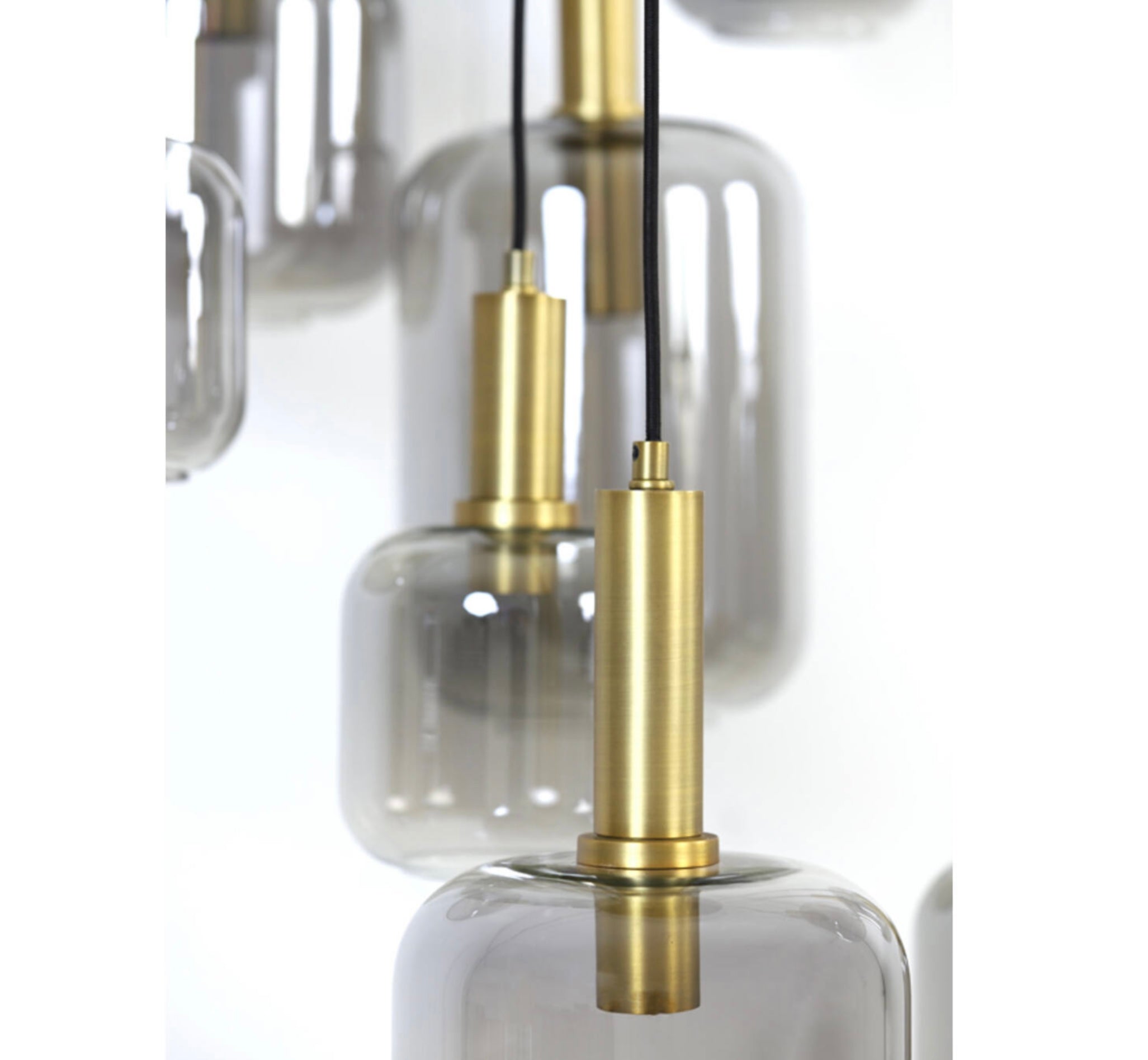 LEKAR 9 Light antique bronze+smoked glass ceiling pendant