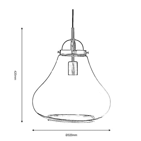 1009/1 Ab Turua 1 X 60W Es Glass Pendant