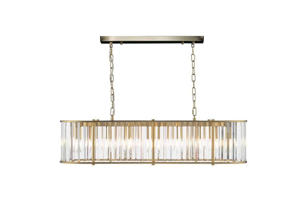 Kiran 7 Light Bar Pendant Natural Brass and Crystal