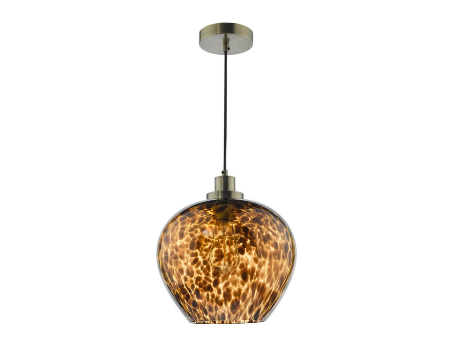 Leandra Pendant Tortoiseshell Glass and Antique Brass
