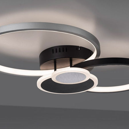 LED ceiling lamp black aluminum 4 rings warm white energy-saving