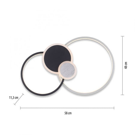 LED ceiling lamp black aluminum 4 rings warm white energy-saving