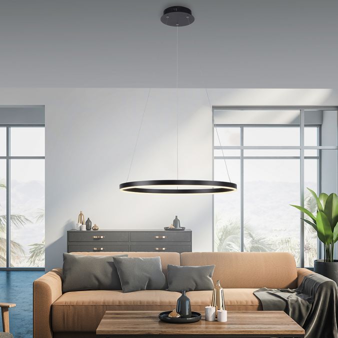 LED pendant light anthracite round Ø60cm dimmable Switchmo warm white