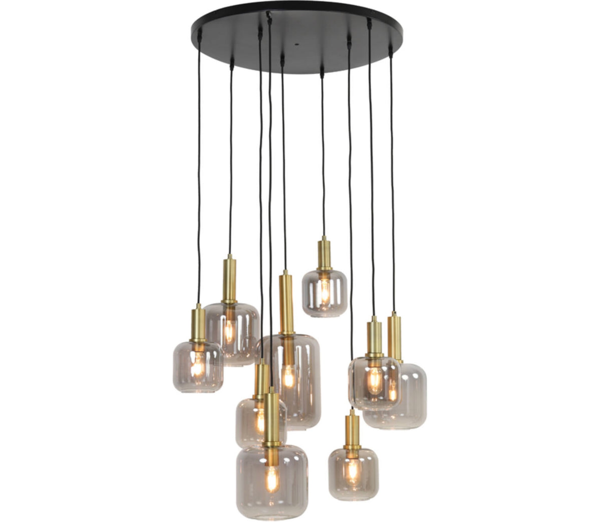 LEKAR 9 Light antique bronze+smoked glass ceiling pendant