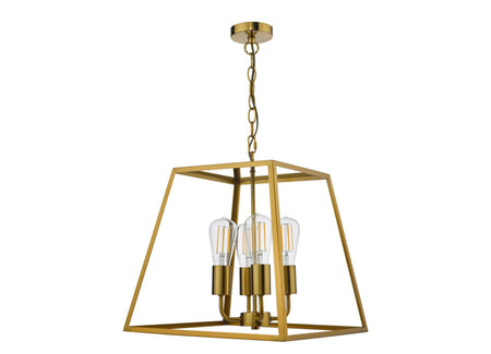 Academy 4 Light Lantern Natural Brass