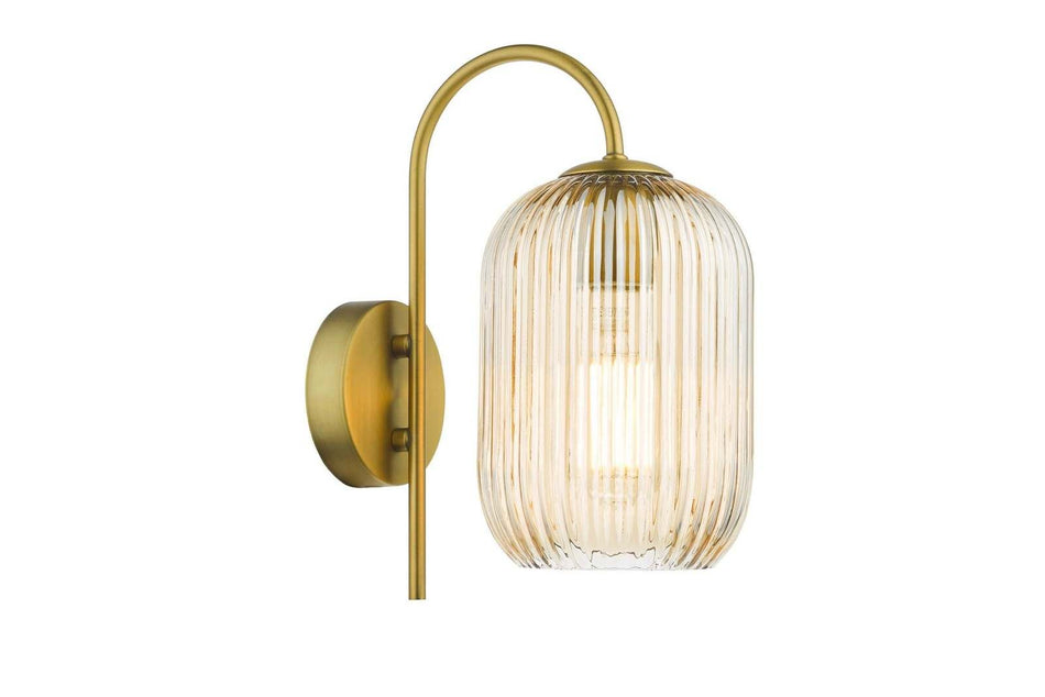 Idra Wall Light Aged Bronze and Champagne Ribbed Glass