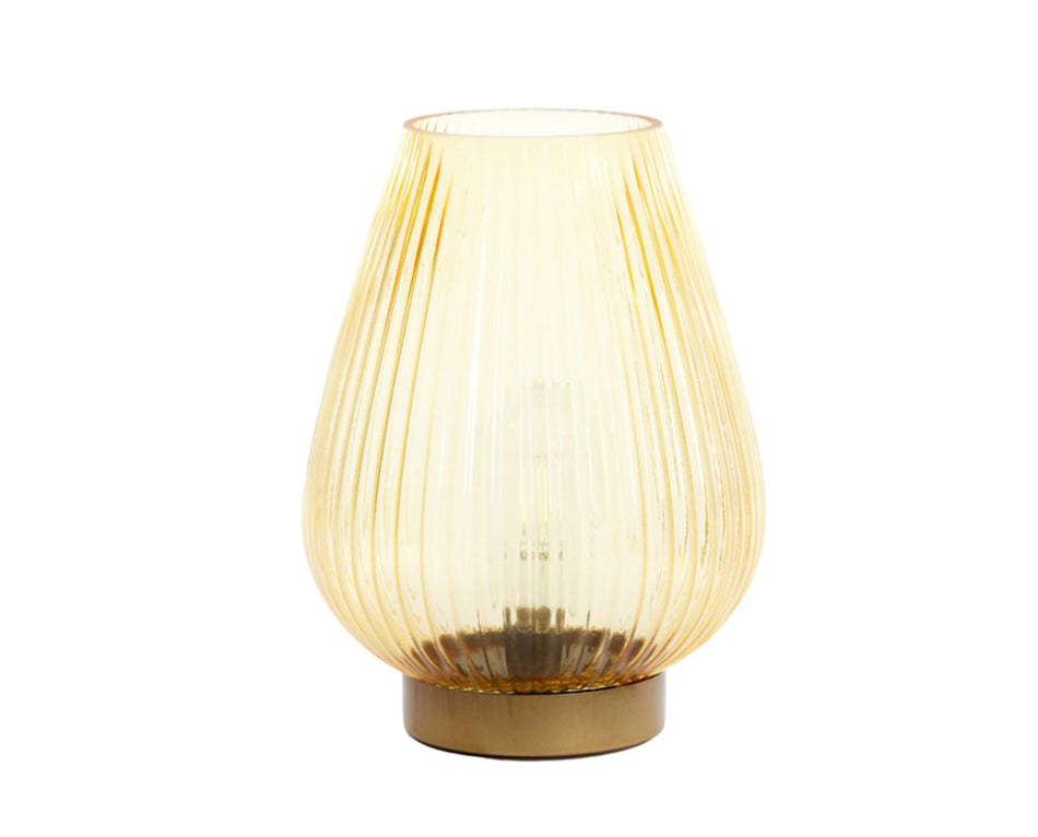 Portable Table lamp LED Ø21x28 cm TAJERA glass ocher yellow+gold