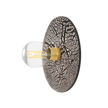 Bog Oak Organic Ceramic Disc Wall Light, Black Clay.