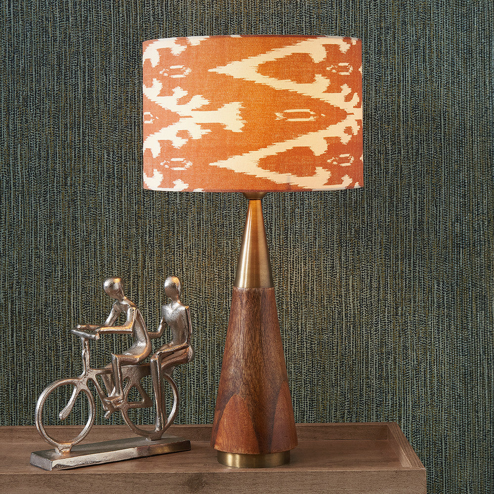 Lars 40cm / 16 inch Cinnamon Ikat Patterned Cylinder Shade