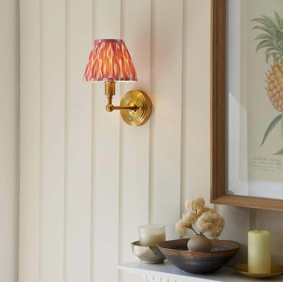 Burley Rechargeable Wall light & Ikat 16cm Coral pink shade