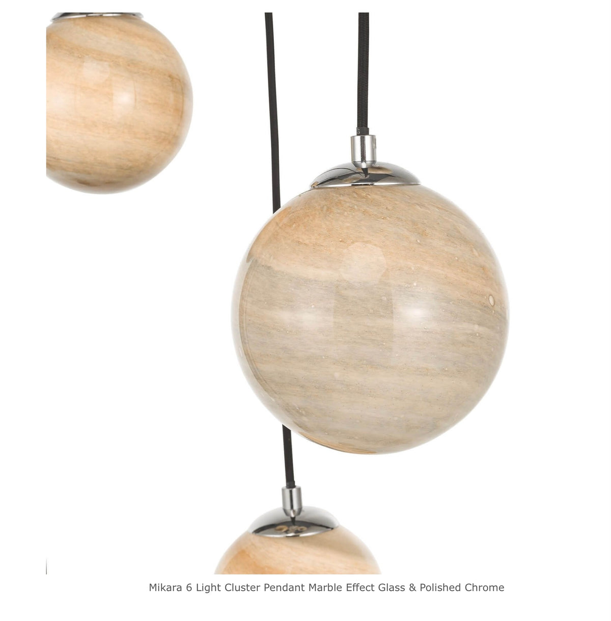 Mikara 6 Light Cluster Pendant Marble Effect Glass & Polished Chrome ceiling light