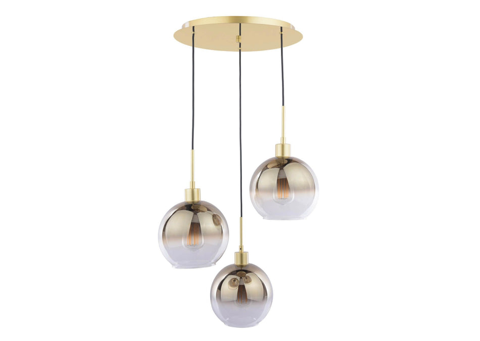 Lycia 3 Light Cluster Pendant Satin Gold and Gold Ombre Glass