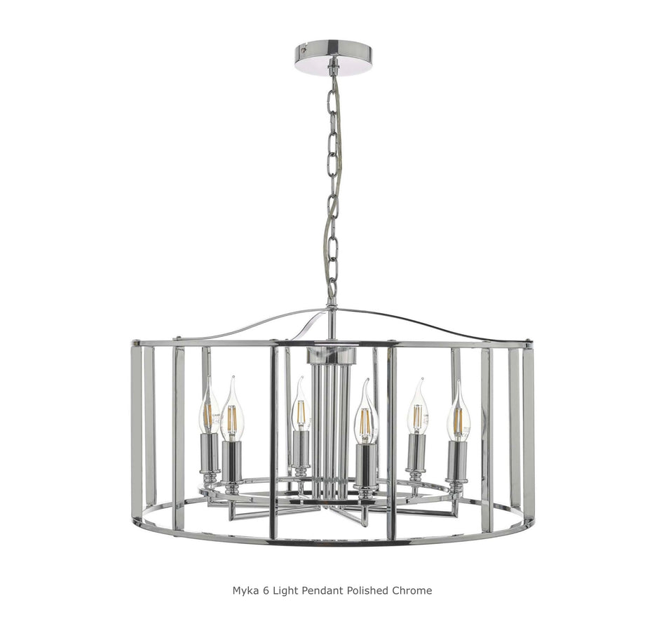 Myka 6 Light Pendant Polished Chrome